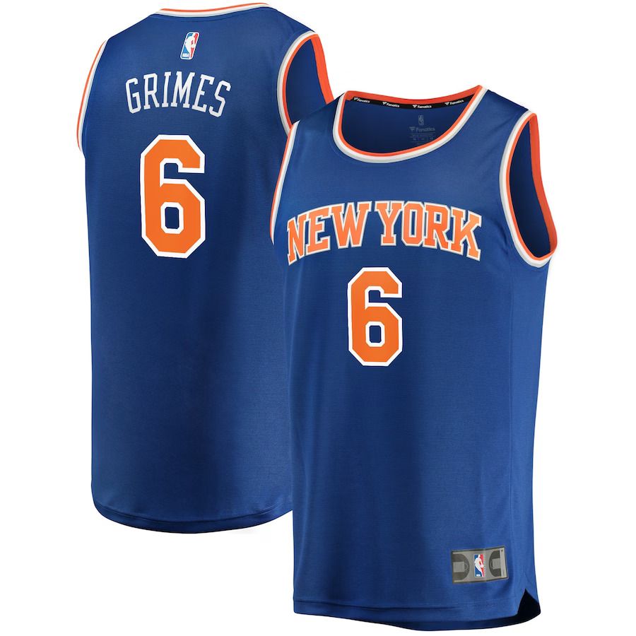 Men New York Knicks #6 Quentin Grimes Fanatics Branded Blue Fast Break Replica NBA Jersey->new york knicks->NBA Jersey